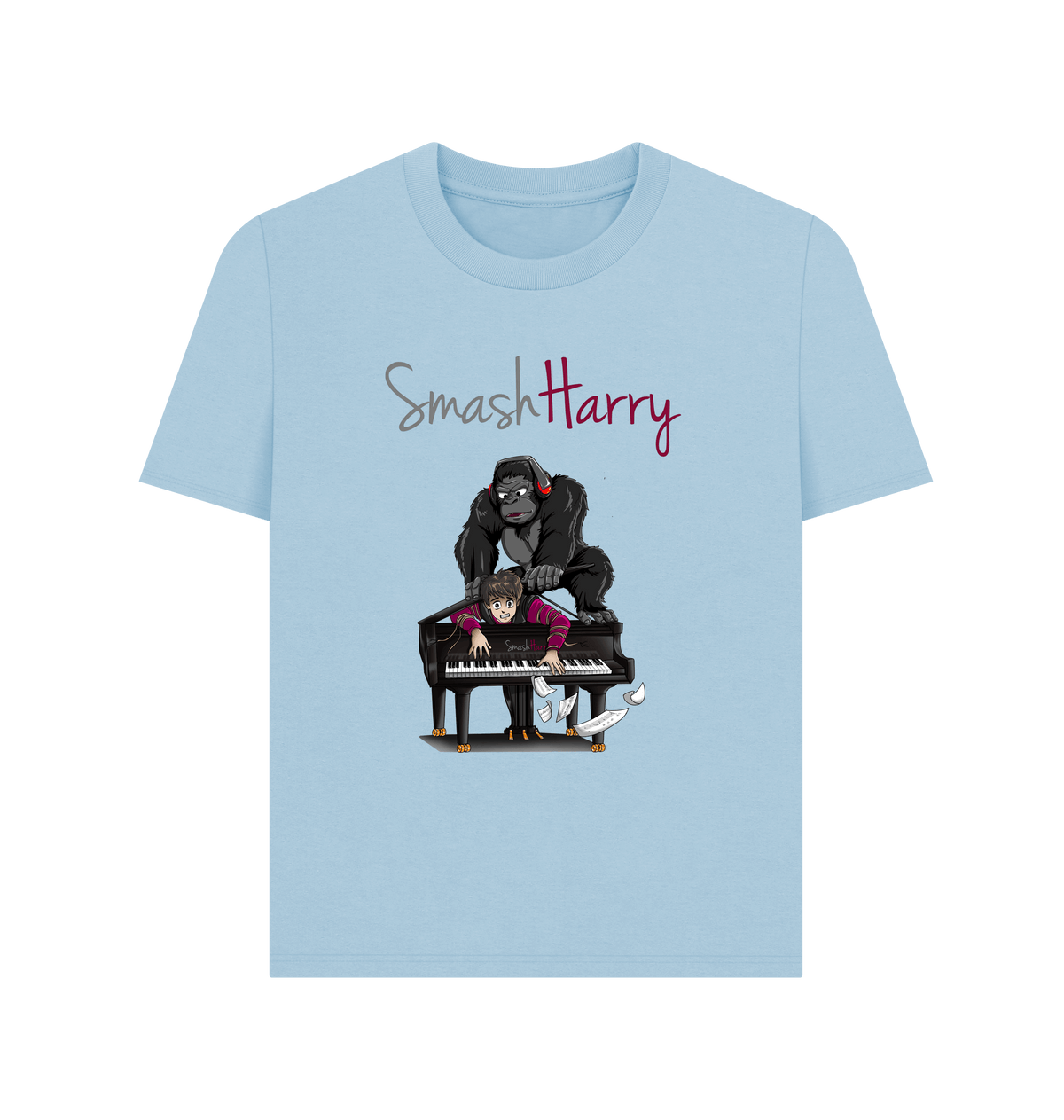 Milky Blue Printed T-shirt Front