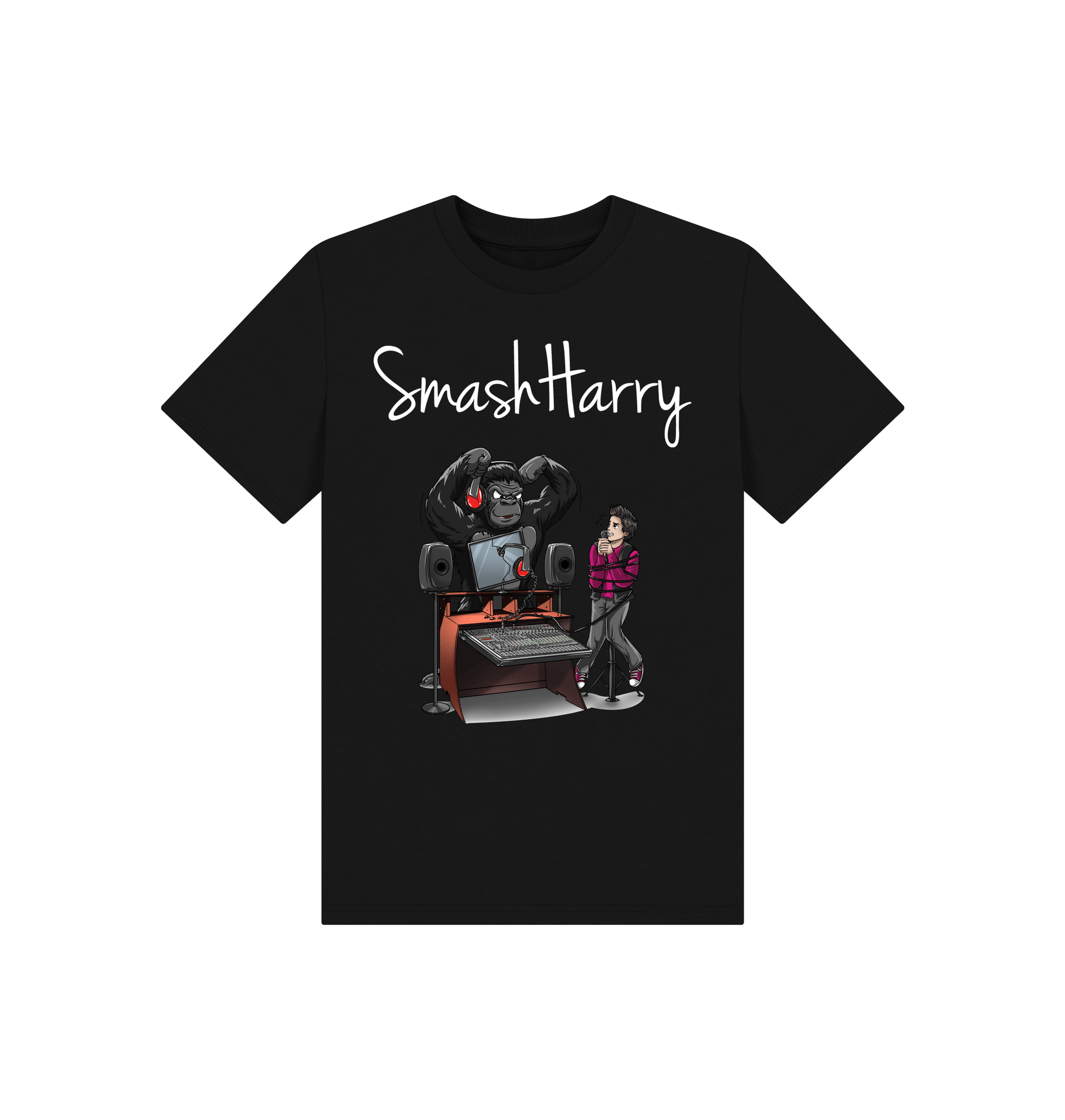Black Printed Kids T-Shirt Front