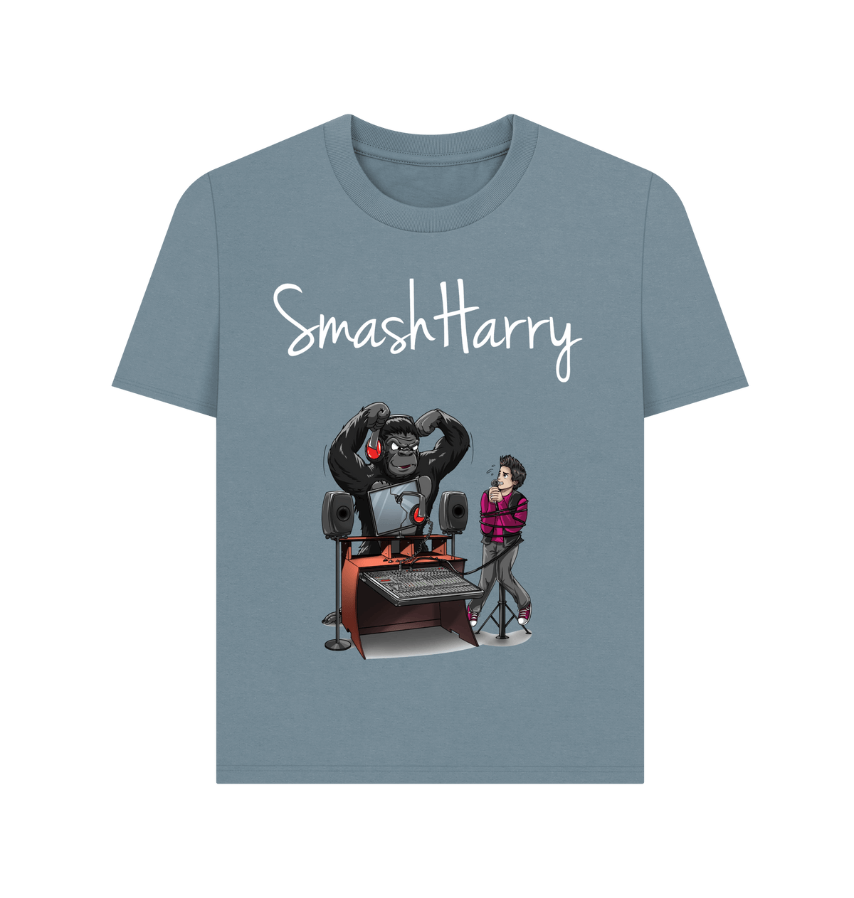 Stone Blue Printed T-shirt Front