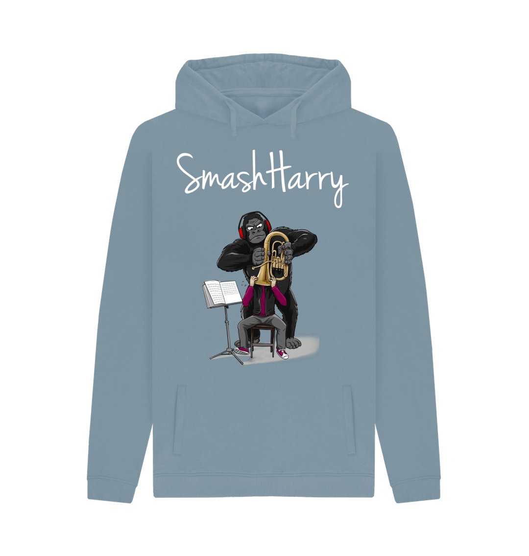 Stone Blue Printed Hoody Front