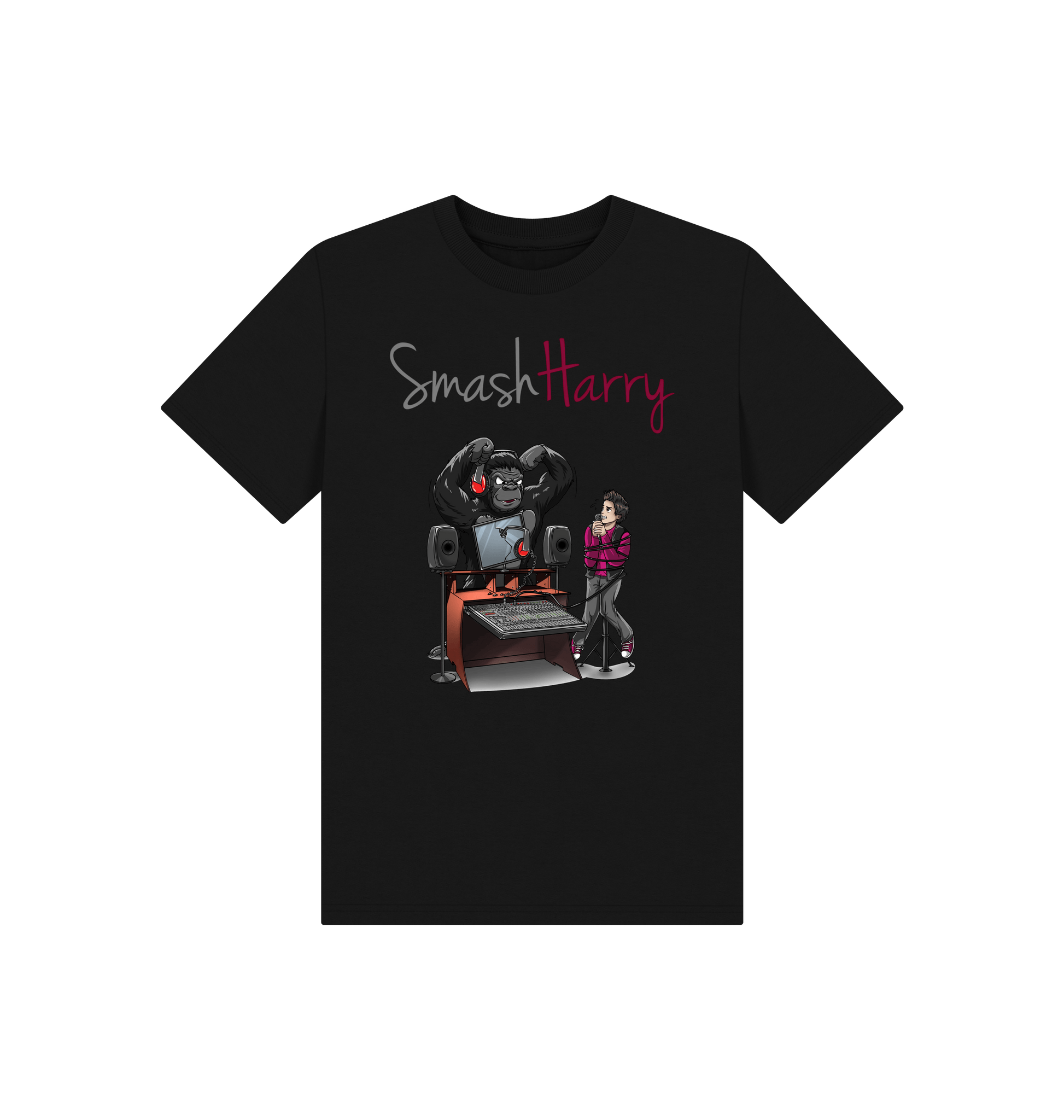Black Printed Kids T-Shirt Front