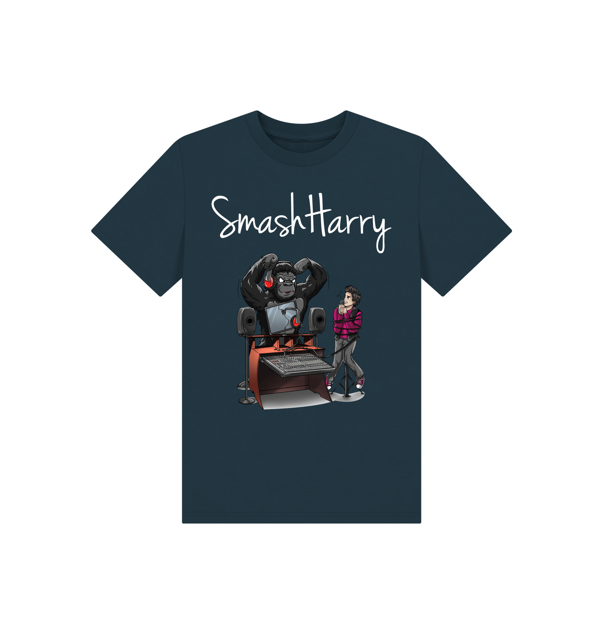 Denim Blue Printed Kids T-Shirt Front