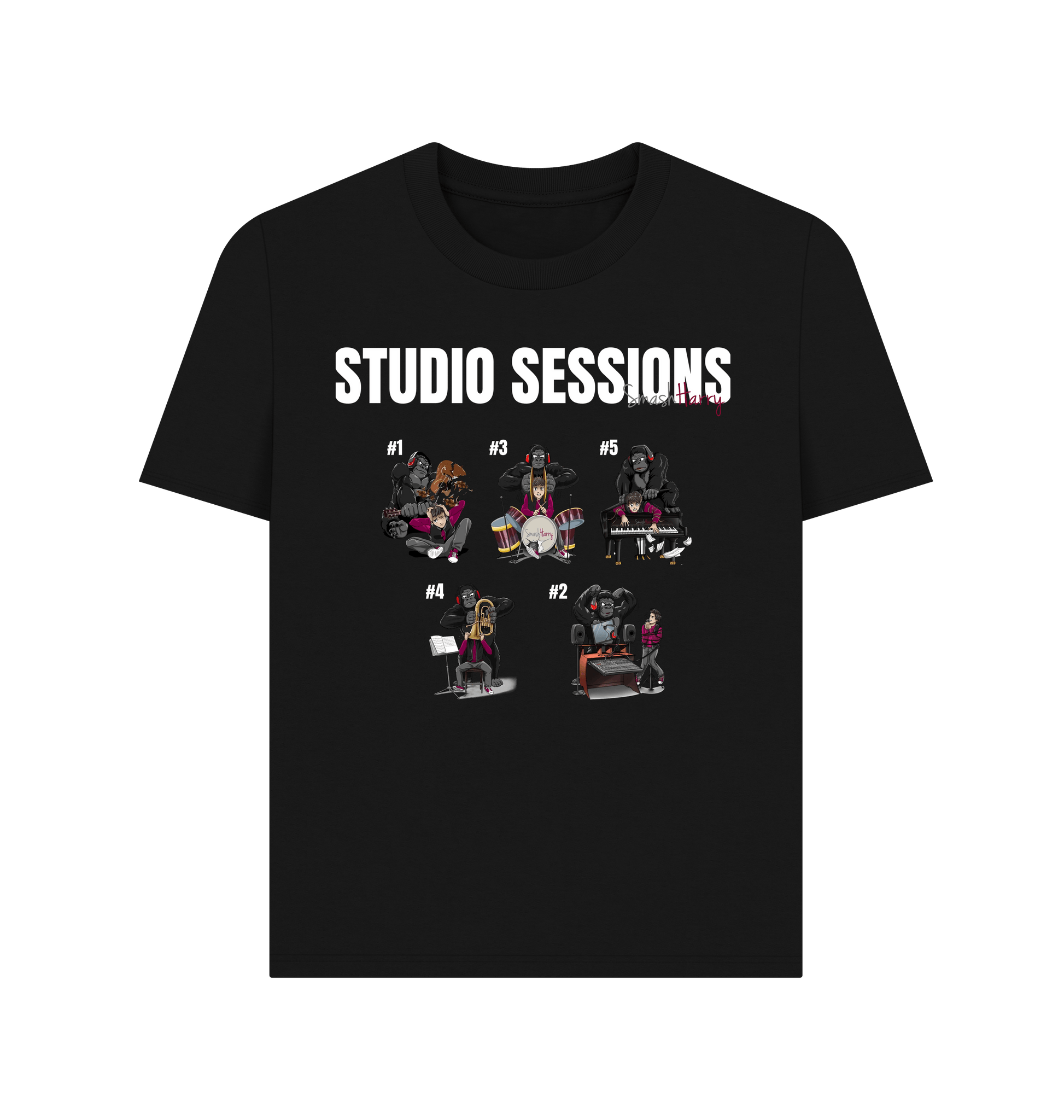 Black Printed T-shirt Front
