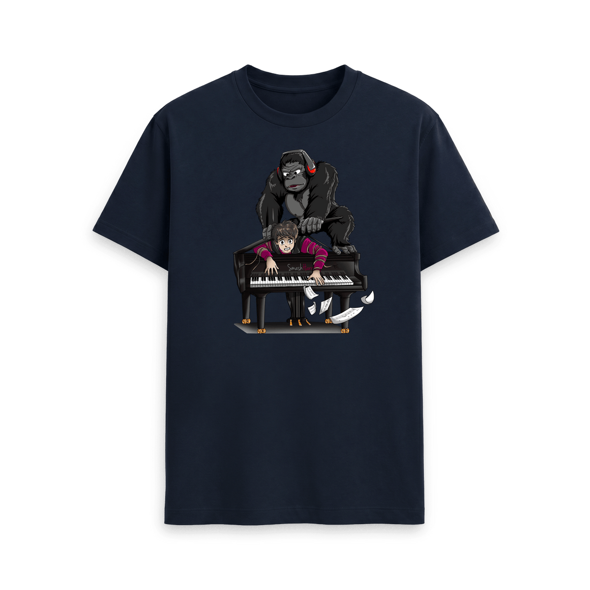 Navy Blue Printed T-shirt Front