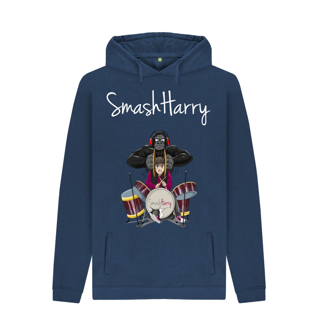 Navy SmashHarry Men's Organic Pullover Hoodie \u2014 Drums
