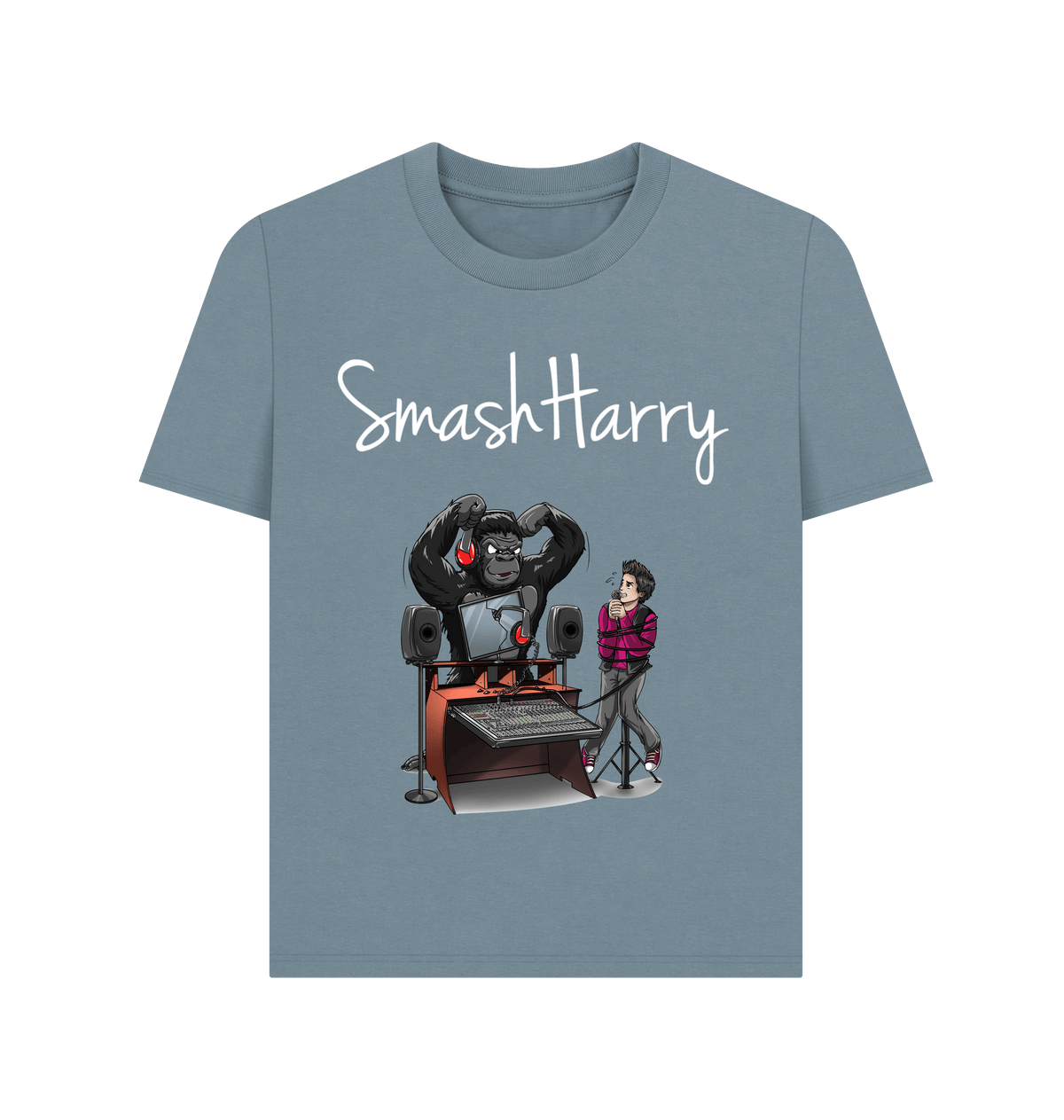 Stone Blue Printed T-shirt Front