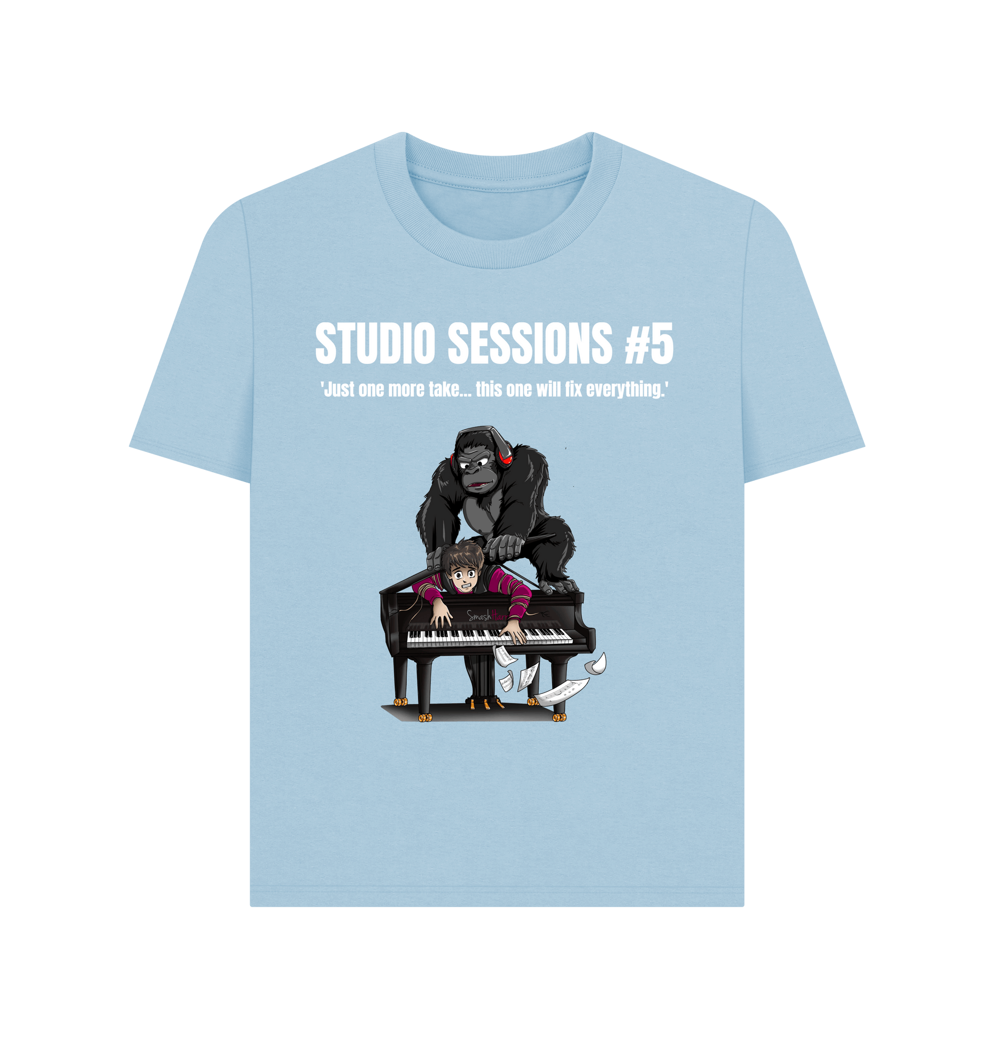 Milky Blue Printed T-shirt Front