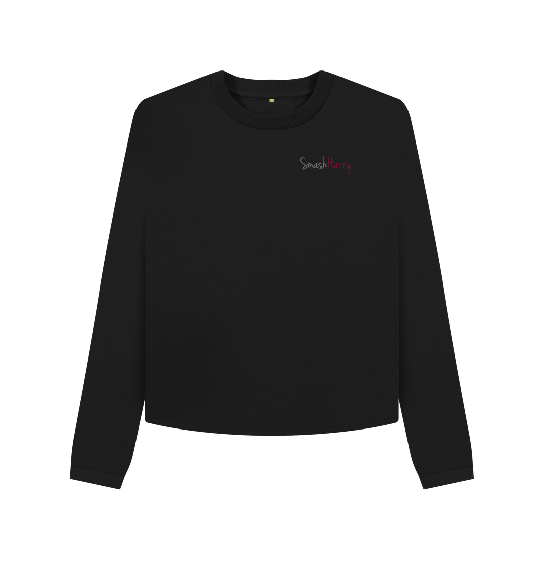Black Printed Boxy Jumpers Front