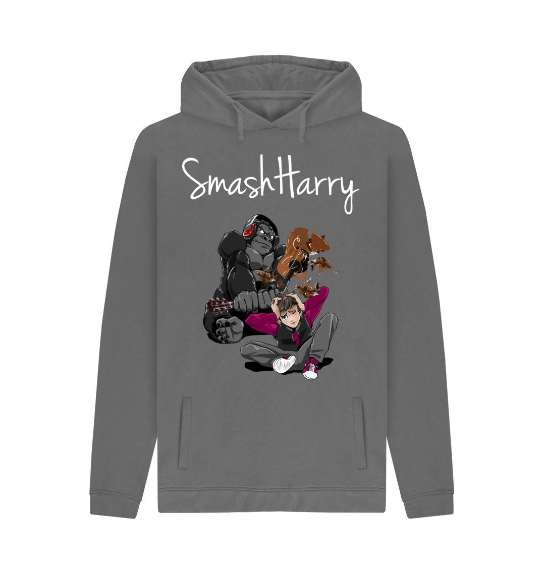 Slate Grey SmashHarry Men's Organic Pullover Hoodie \u2014 Guitar