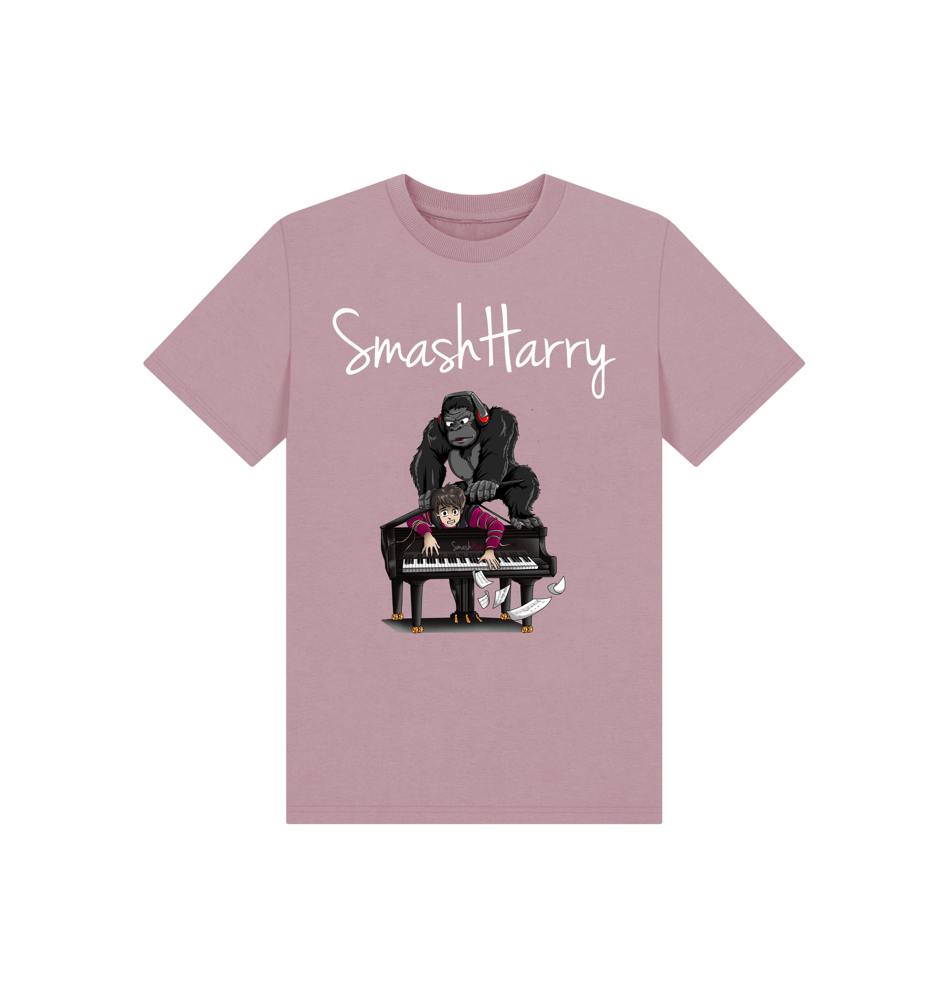 Mauve Printed Kids T-Shirt Front