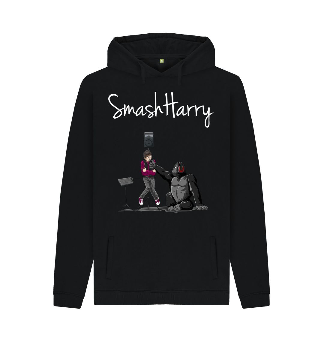 Black SmashHarry Men's Organic Pullover Hoodie \u2014 Microphone