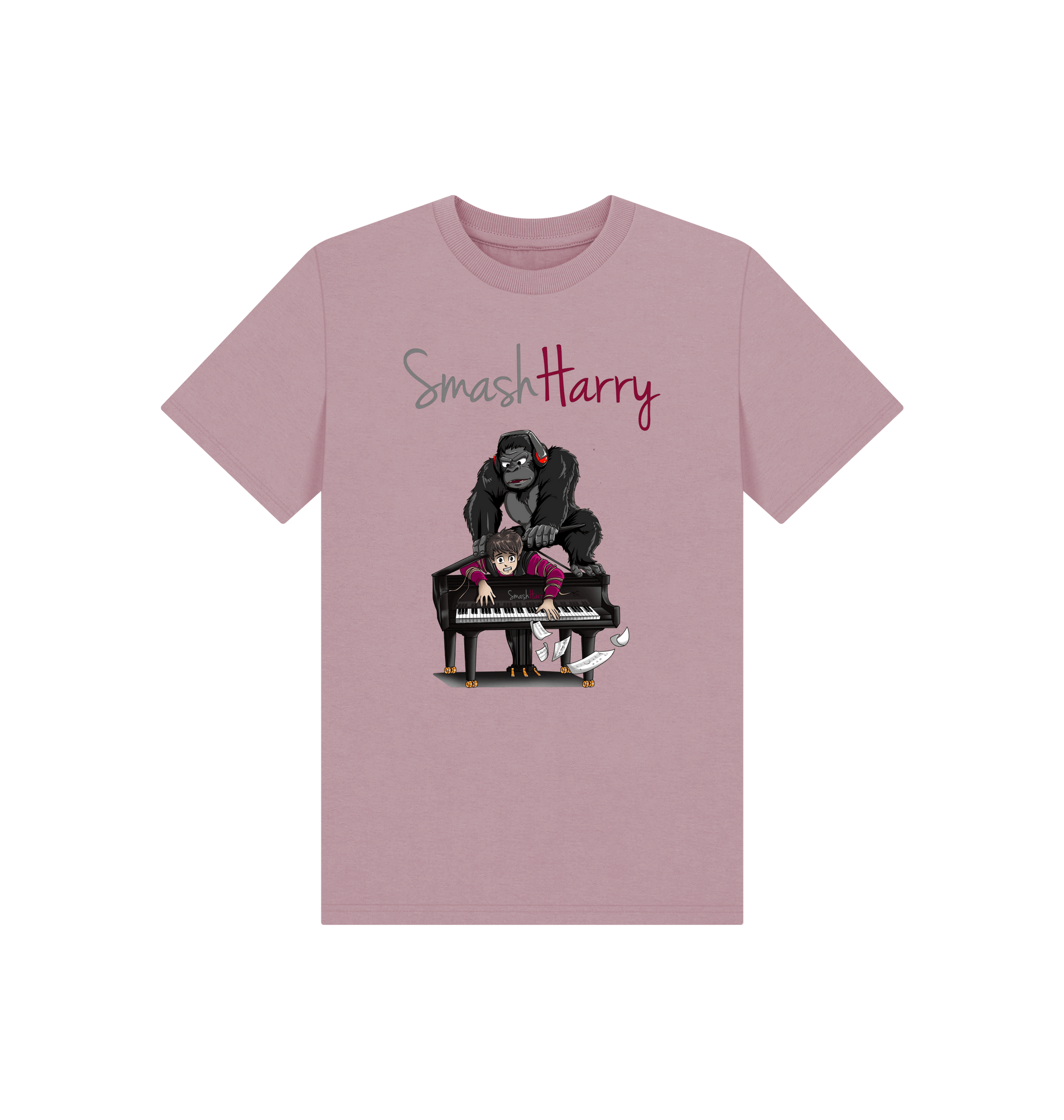 Mauve Printed Kids T-Shirt Front