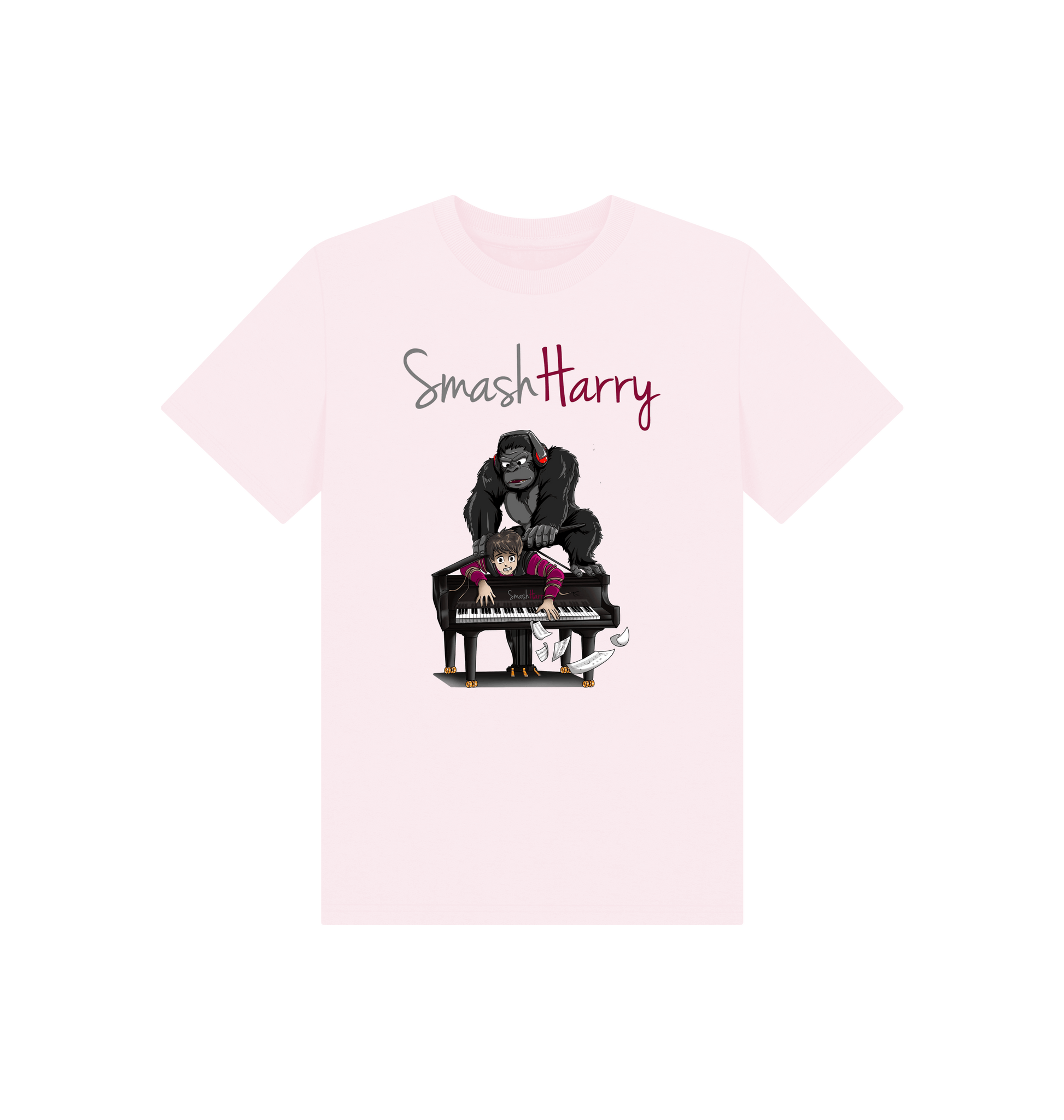 Pink Printed Kids T-Shirt Front