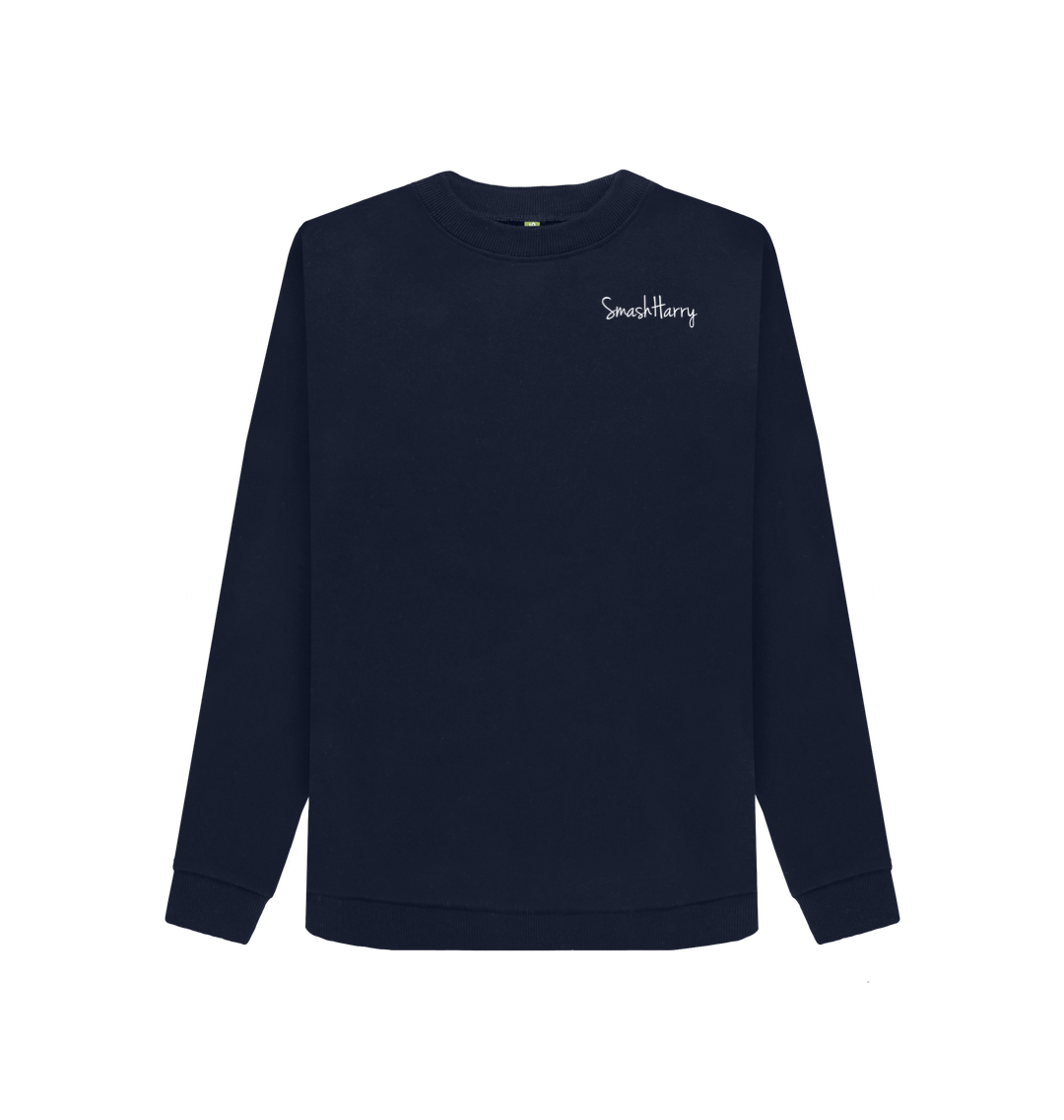 Navy Blue Printed Sweater Front