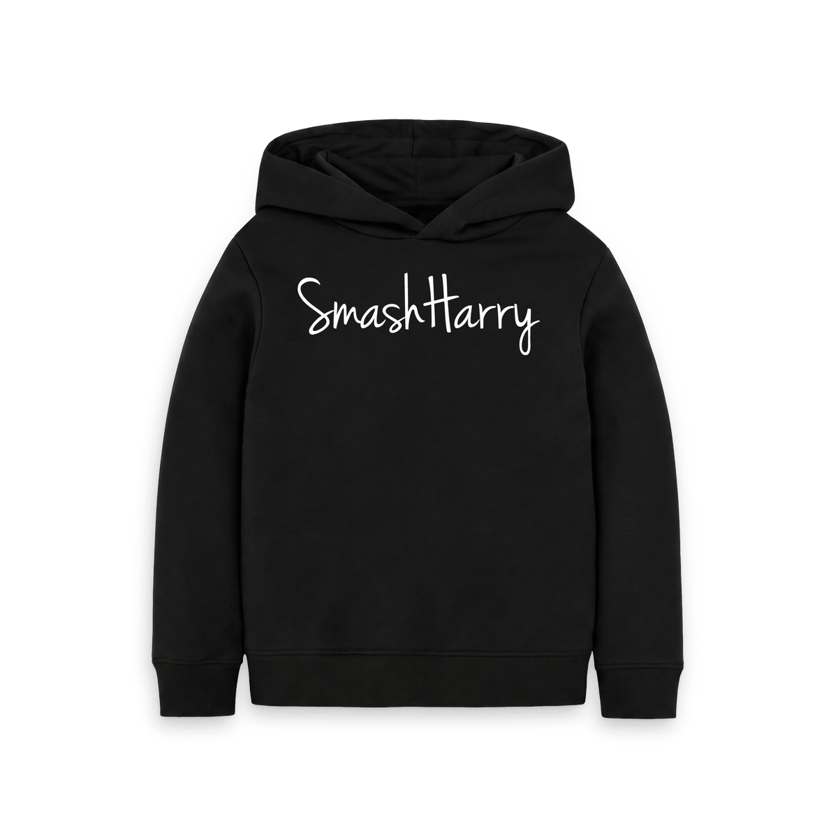 Black Printed Kids Hoodie Front