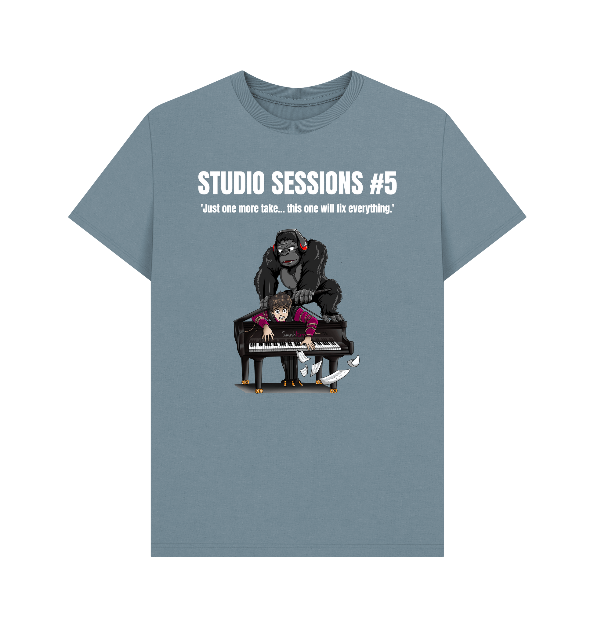 Stone Blue Printed T-shirt Front