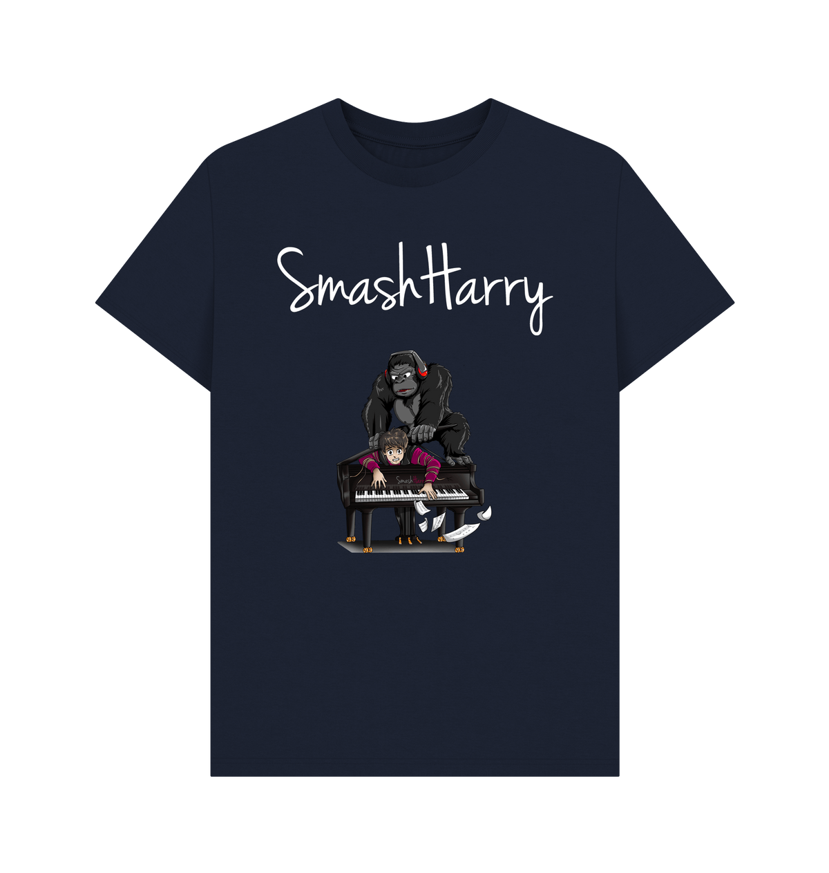 Navy Blue Printed T-shirt Front