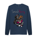 Navy Blue Printed Sweater Front