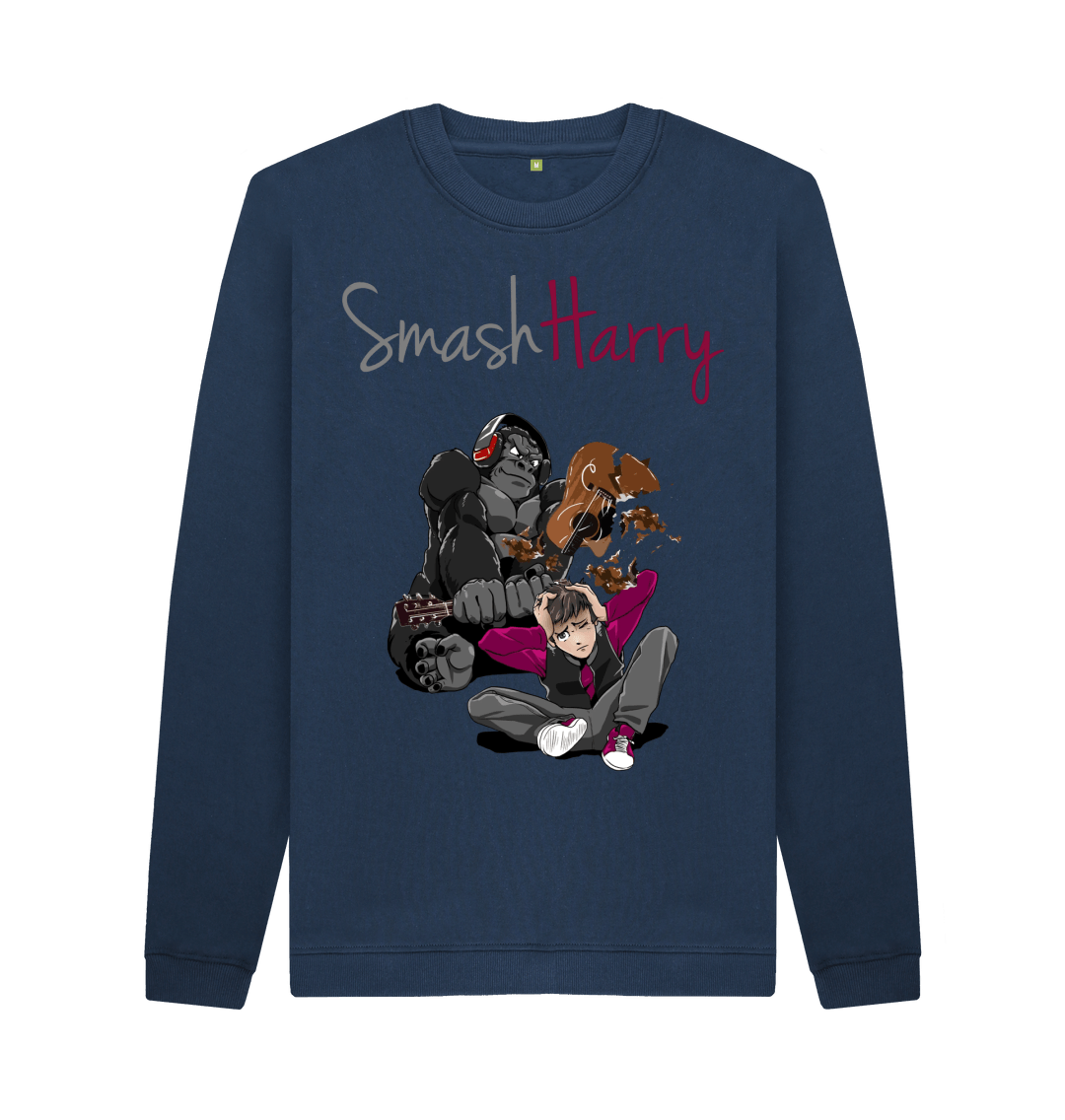 Navy Blue Printed Sweater Front