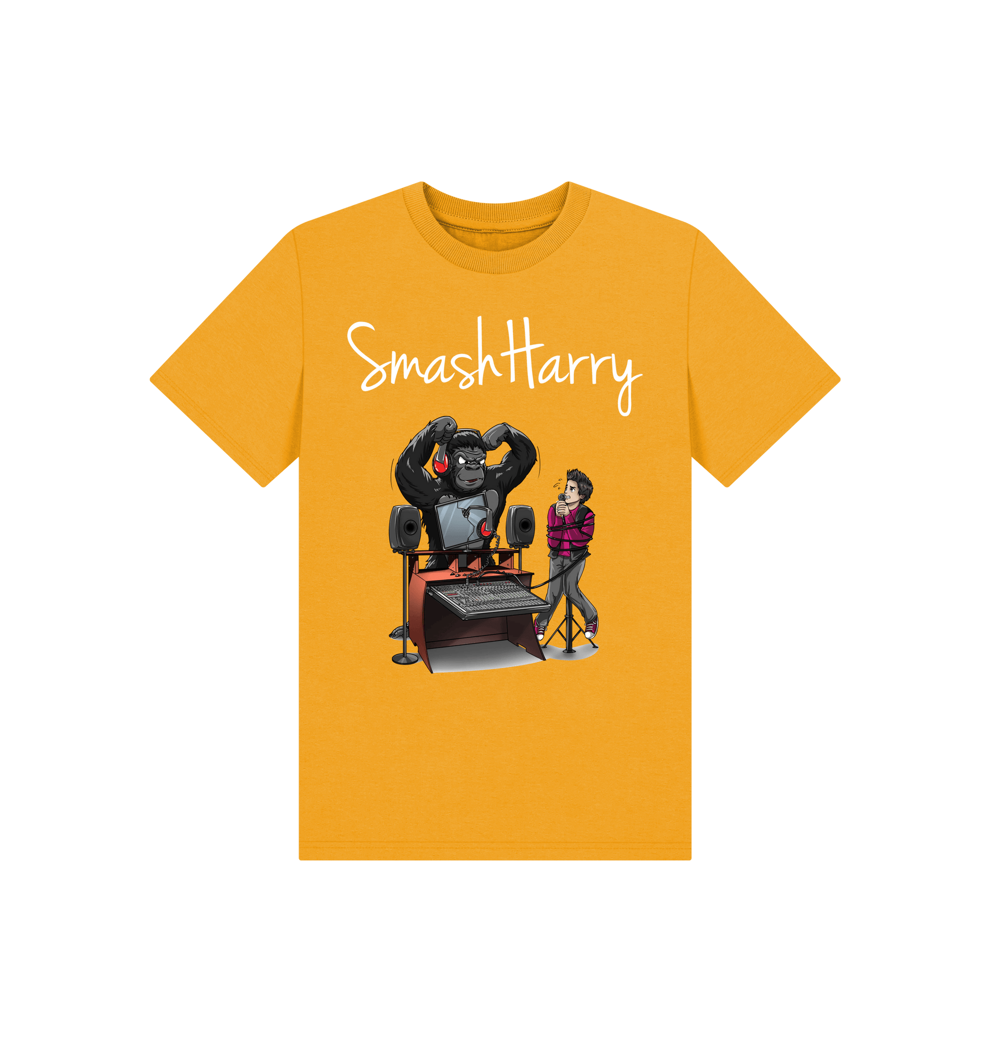 Mustard Printed Kids T-Shirt Front