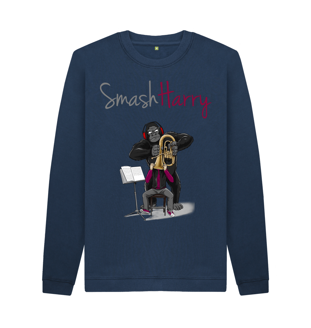 Navy Blue Printed Sweater Front