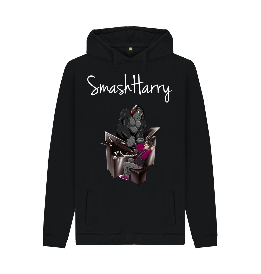 Black SmashHarry Men's Organic Pullover Hoodie \u2014 Piano
