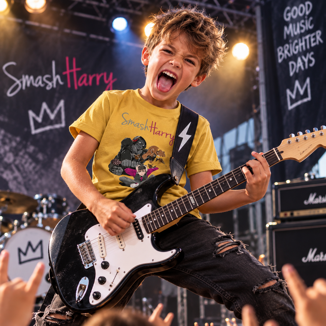 SmashHarry Kids' Organic Basic T-Shirt | Guitar