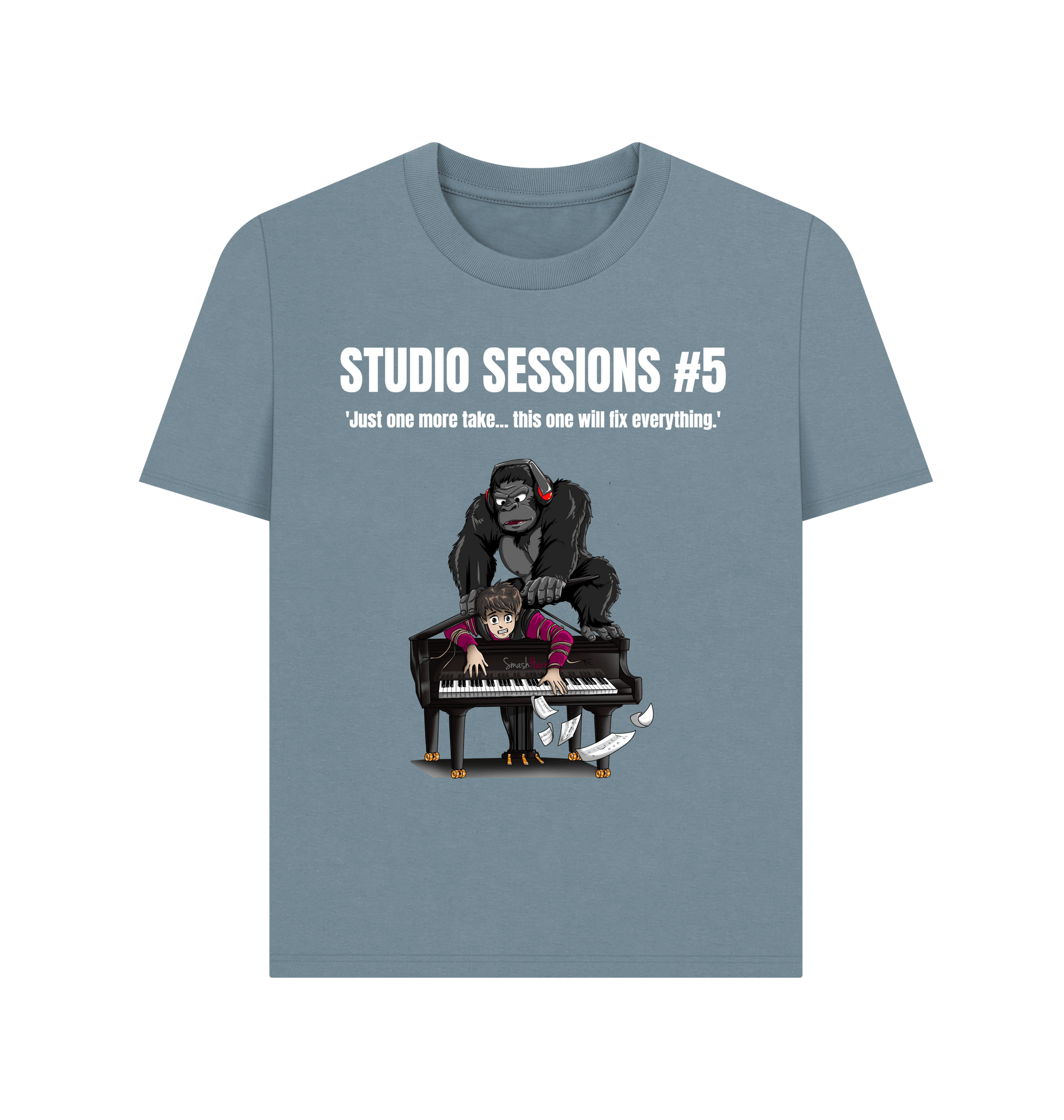 Stone Blue Printed T-shirt Front