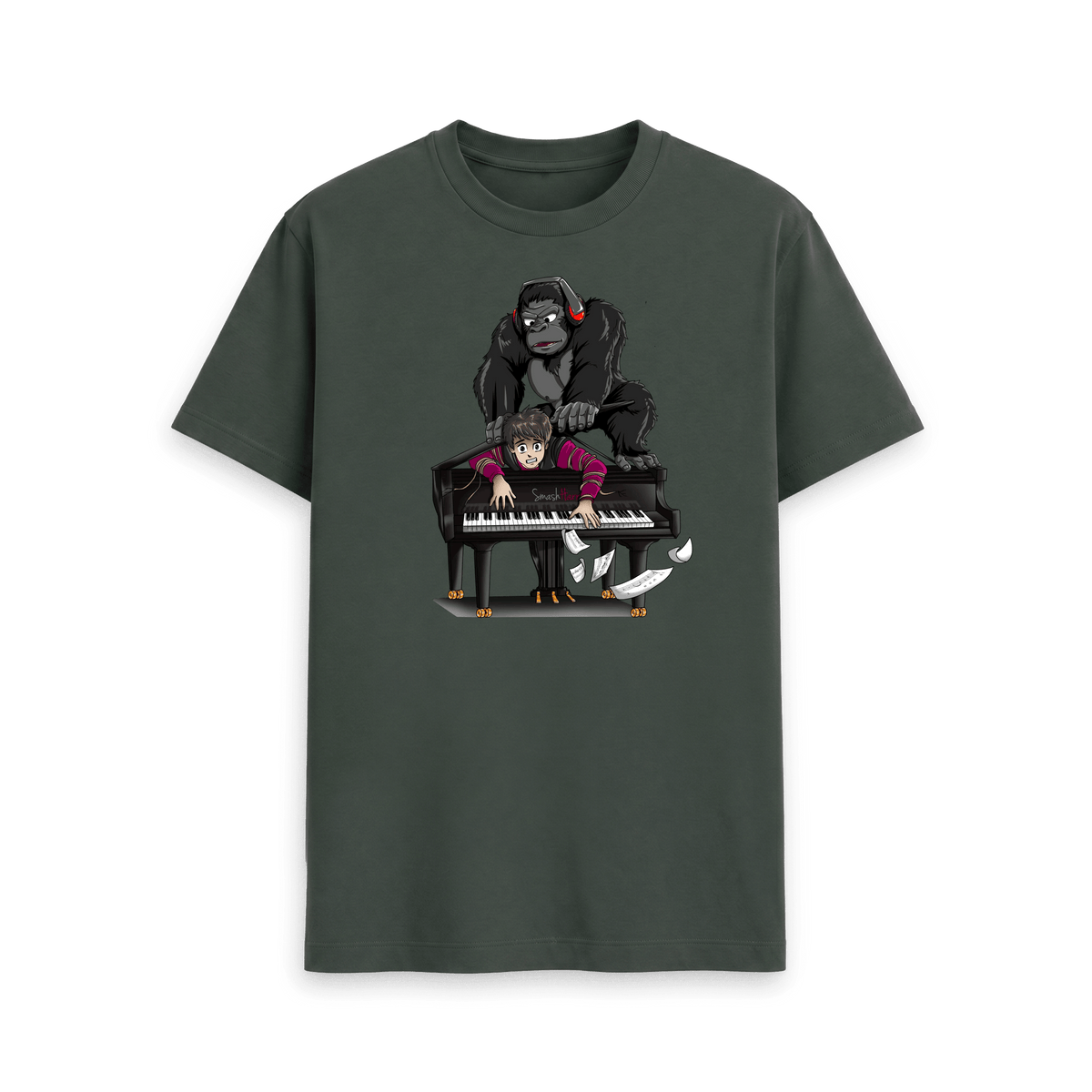 Dark Grey Printed T-shirt Front