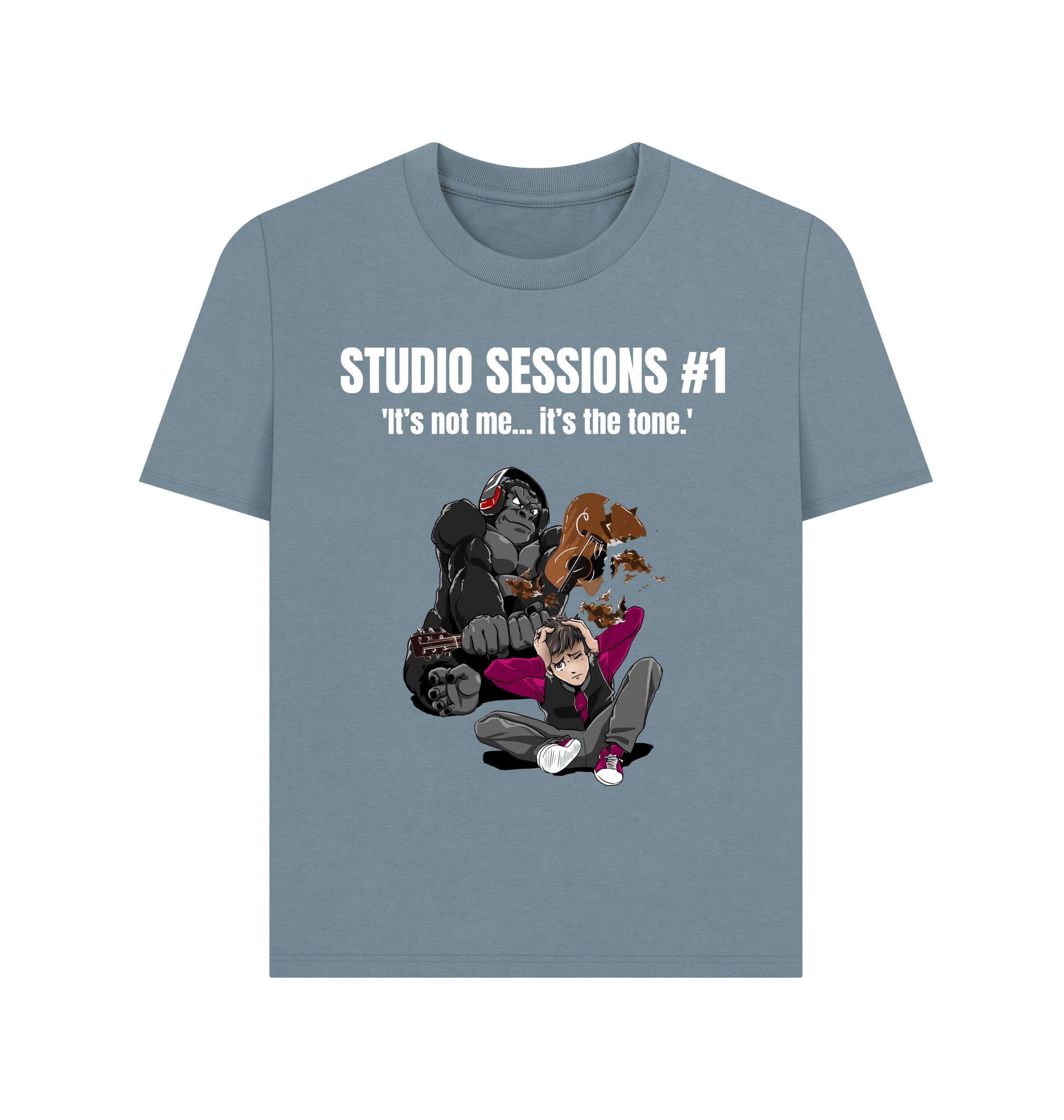 Stone Blue Printed T-shirt Front