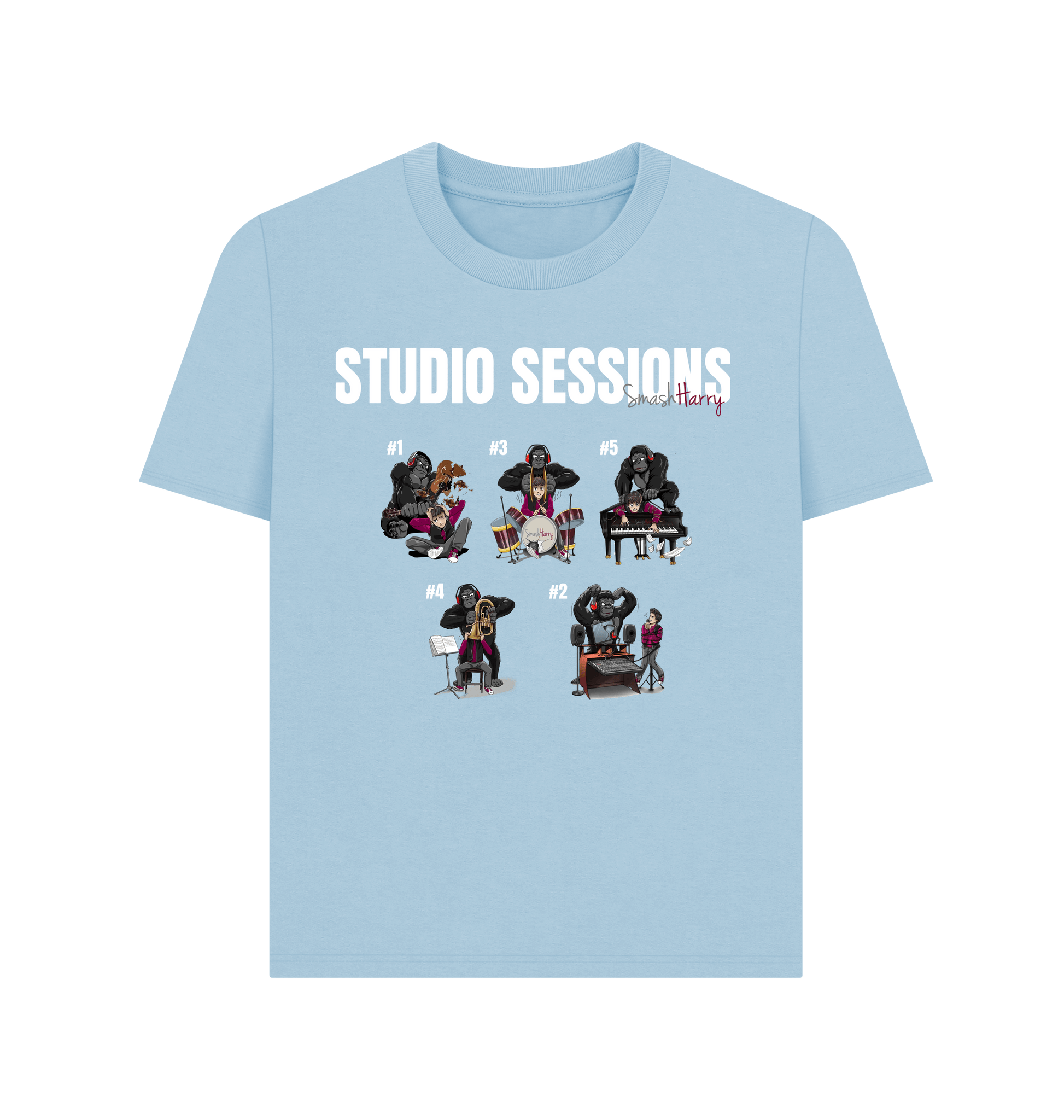 Milky Blue Printed T-shirt Front