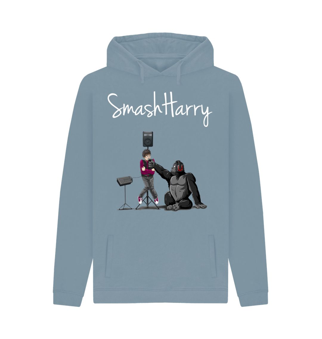 Stone Blue SmashHarry Men's Organic Pullover Hoodie \u2014 Microphone