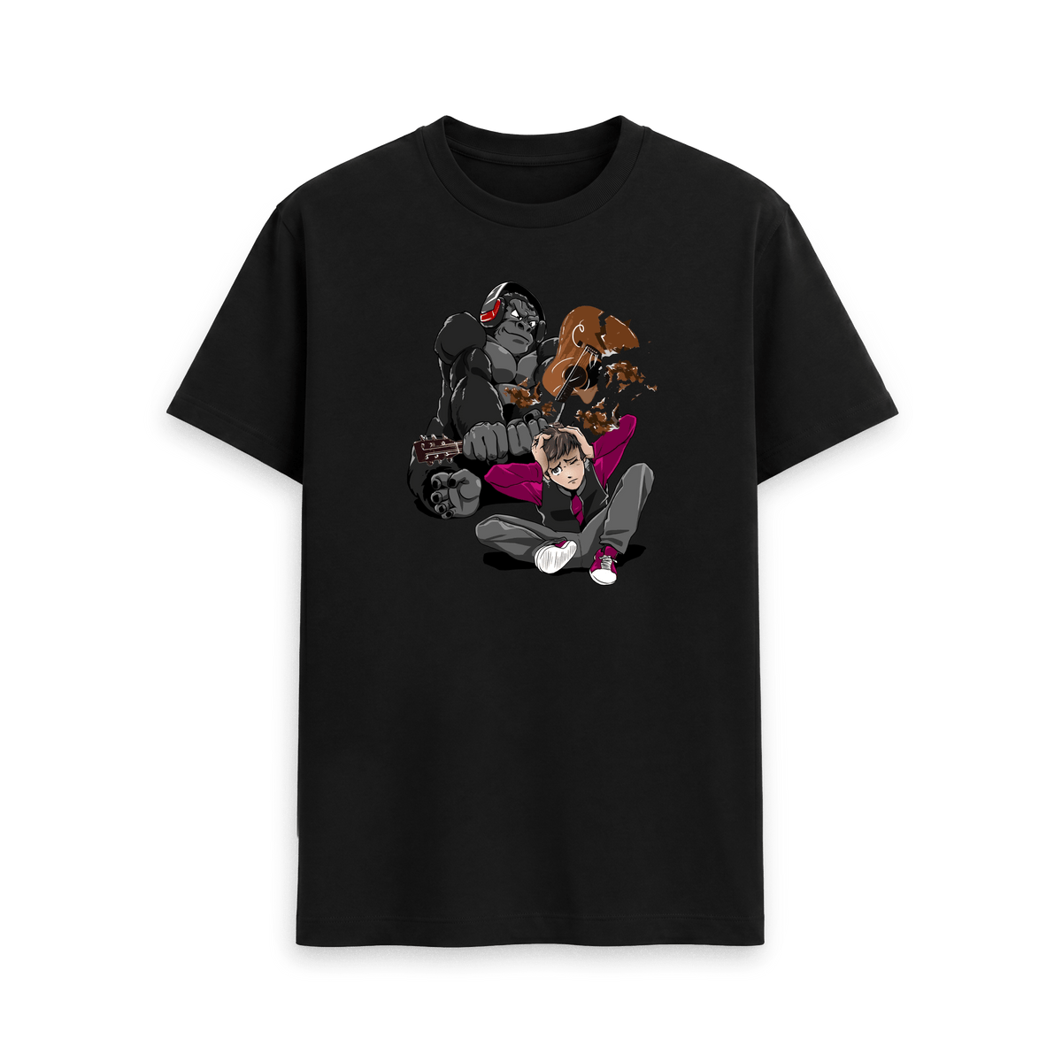 Black Printed T-shirt Front