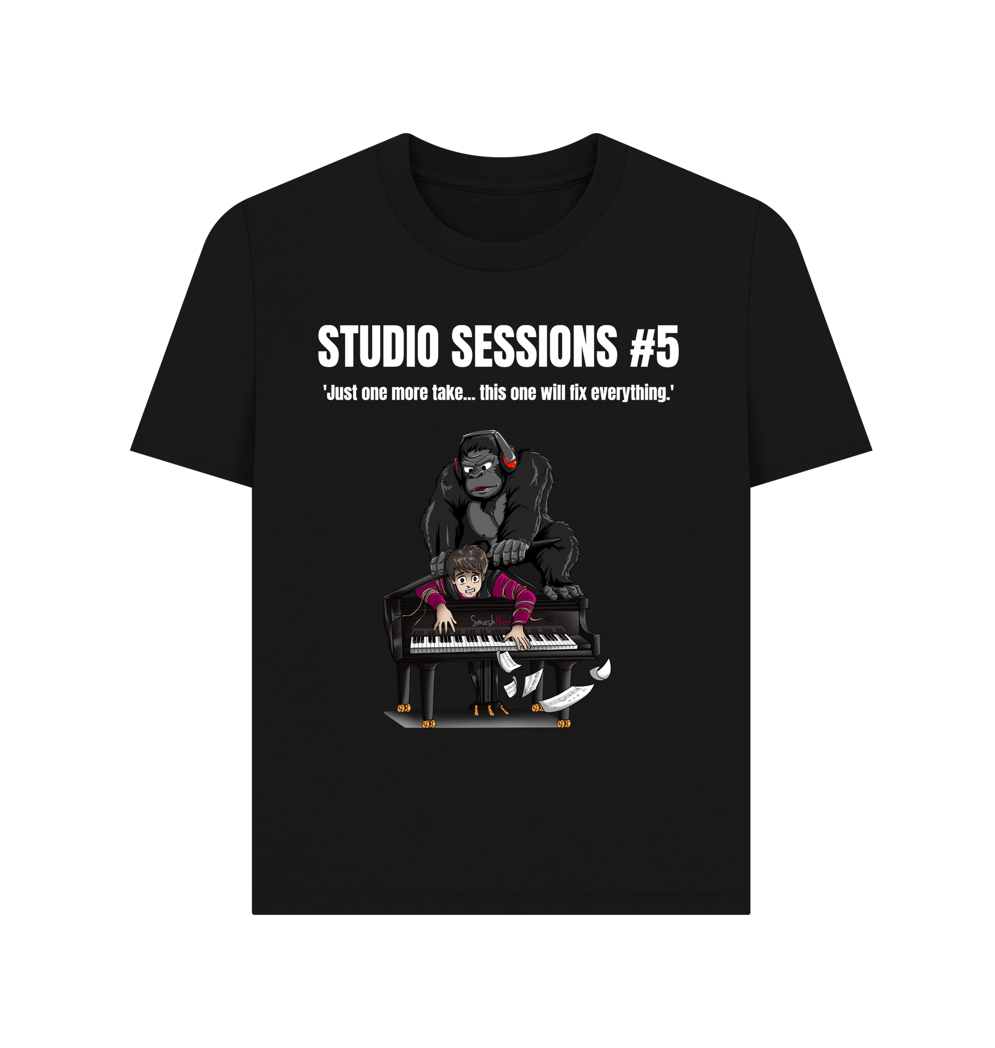 Black Printed T-shirt Front