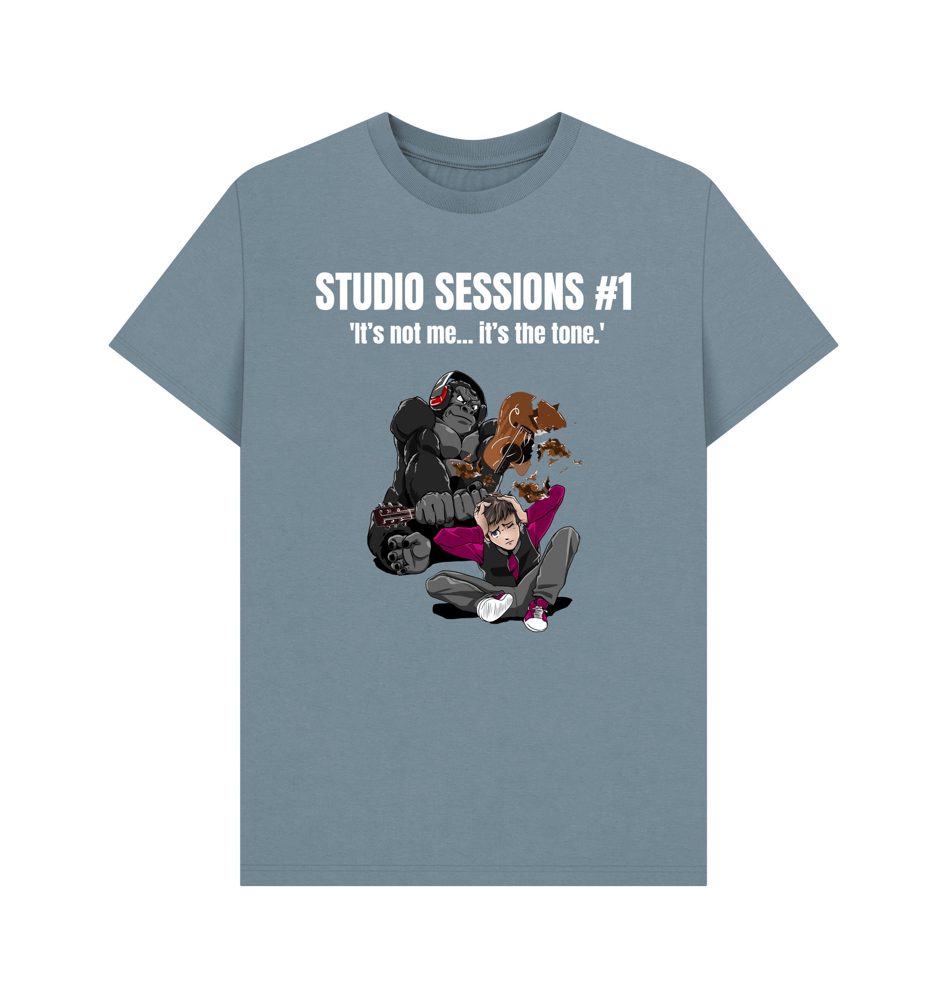 Stone Blue Printed T-shirt Front