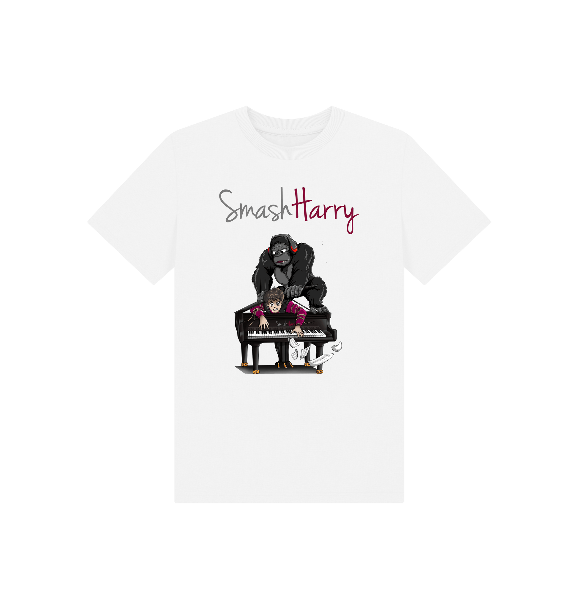 White Printed Kids T-Shirt Front