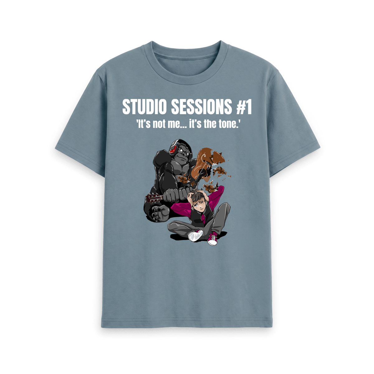 Stone Blue Printed T-shirt Front