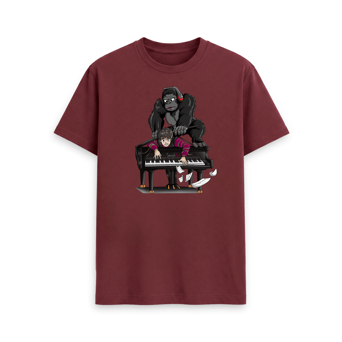 Red Wine Printed T-shirt Front