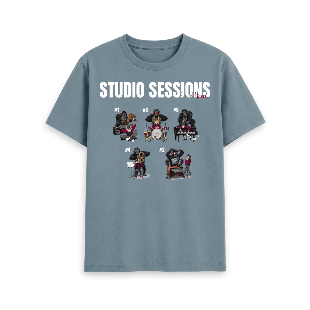 Stone Blue Printed T-shirt Front