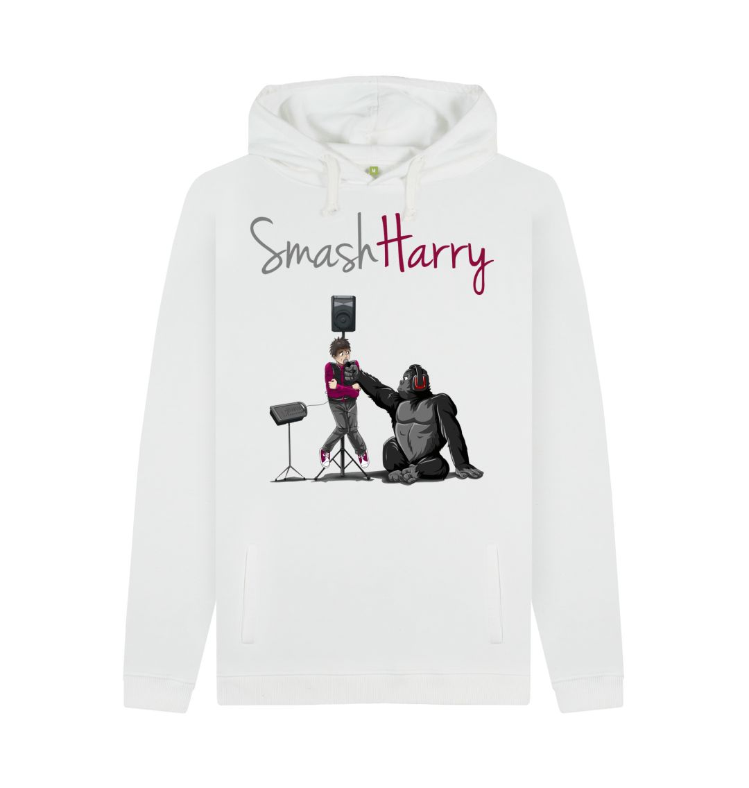 White SmashHarry Men's Organic Pullover Hoodie | Microphone