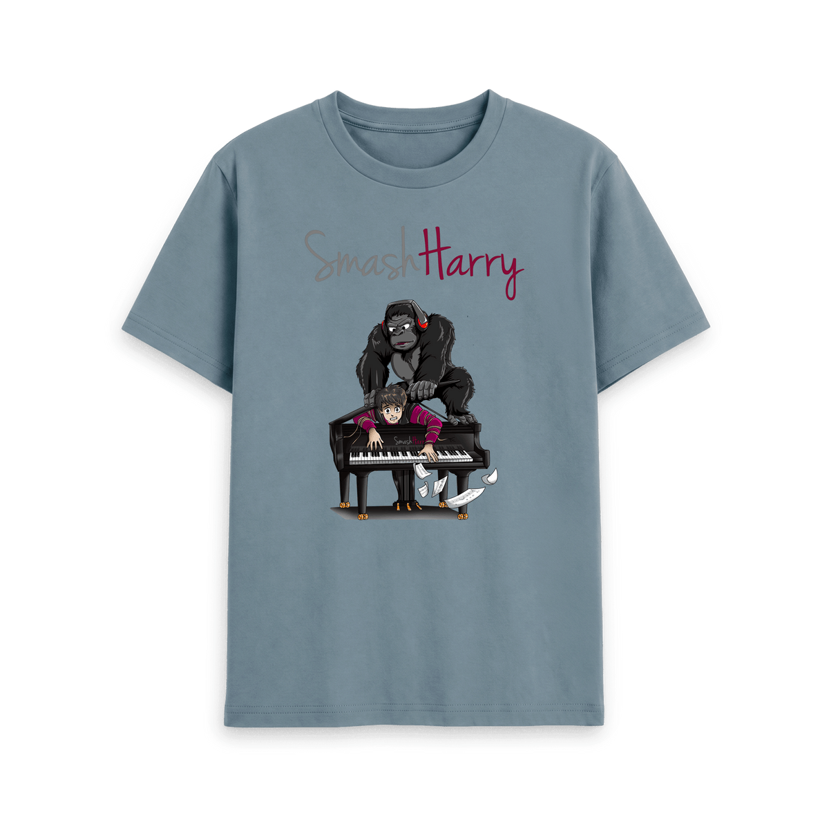 Stone Blue Printed T-shirt Front