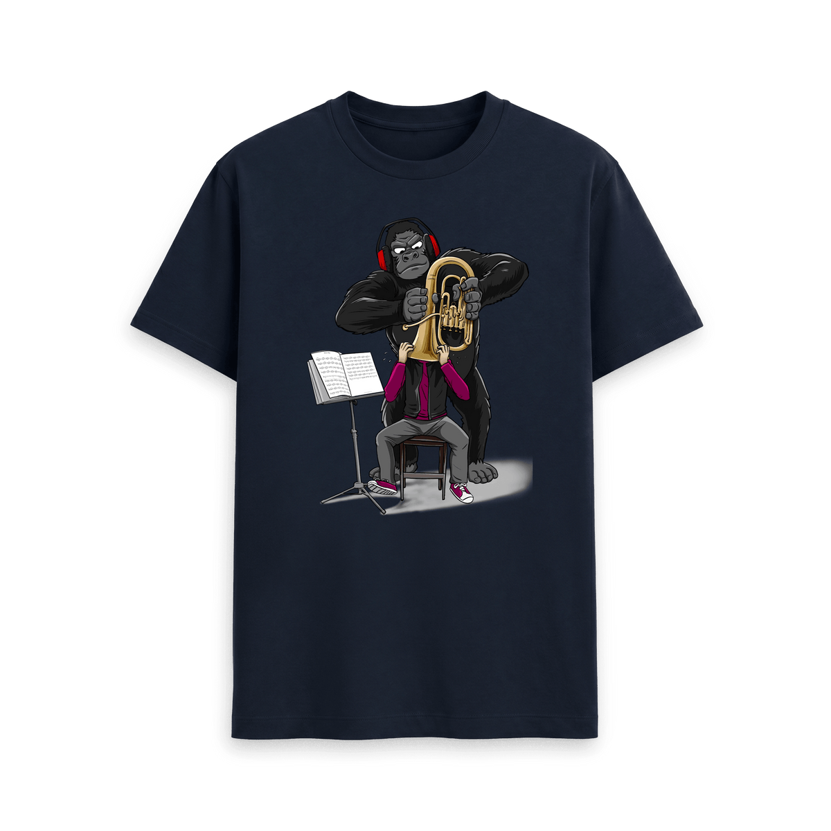 Navy Blue Printed T-shirt Front