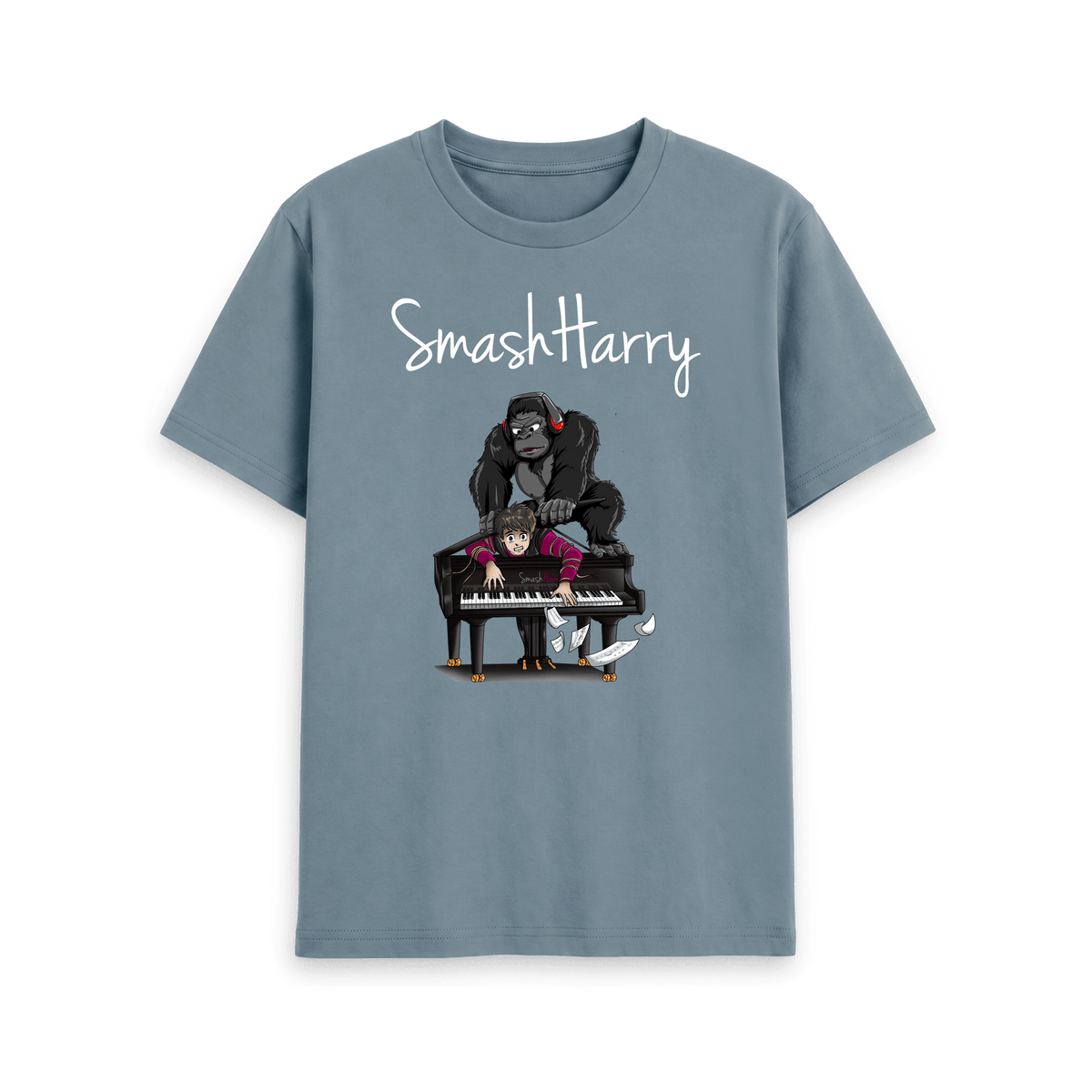 Stone Blue Printed T-shirt Front