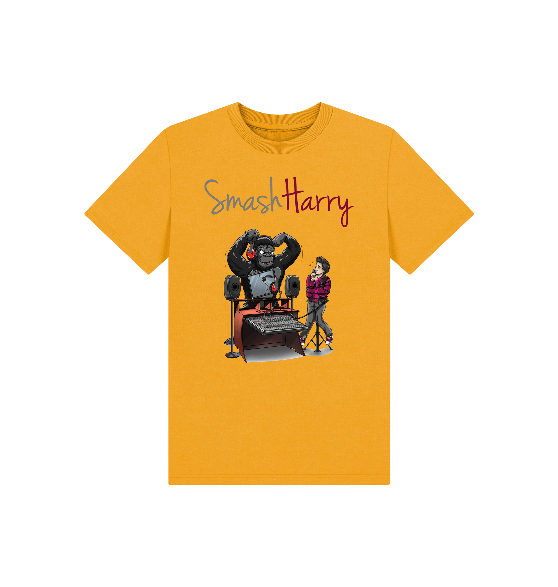 Mustard Printed Kids T-Shirt Front