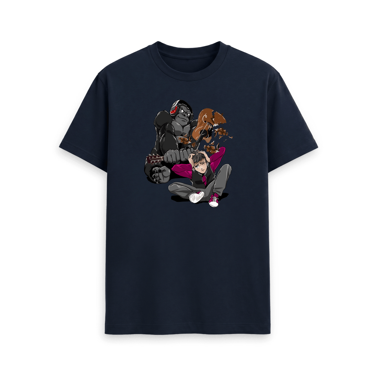 Navy Blue Printed T-shirt Front