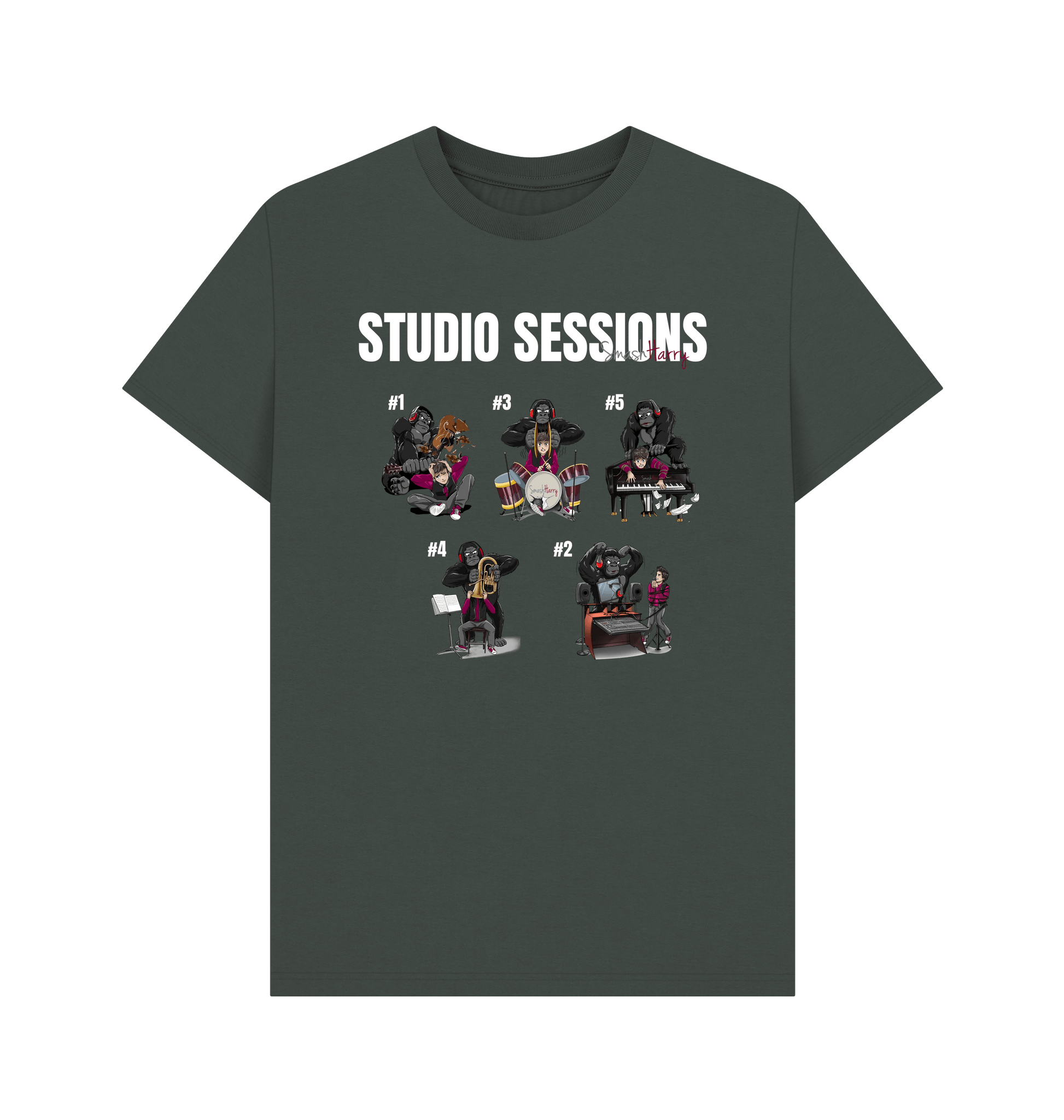 Dark Grey Printed T-shirt Front