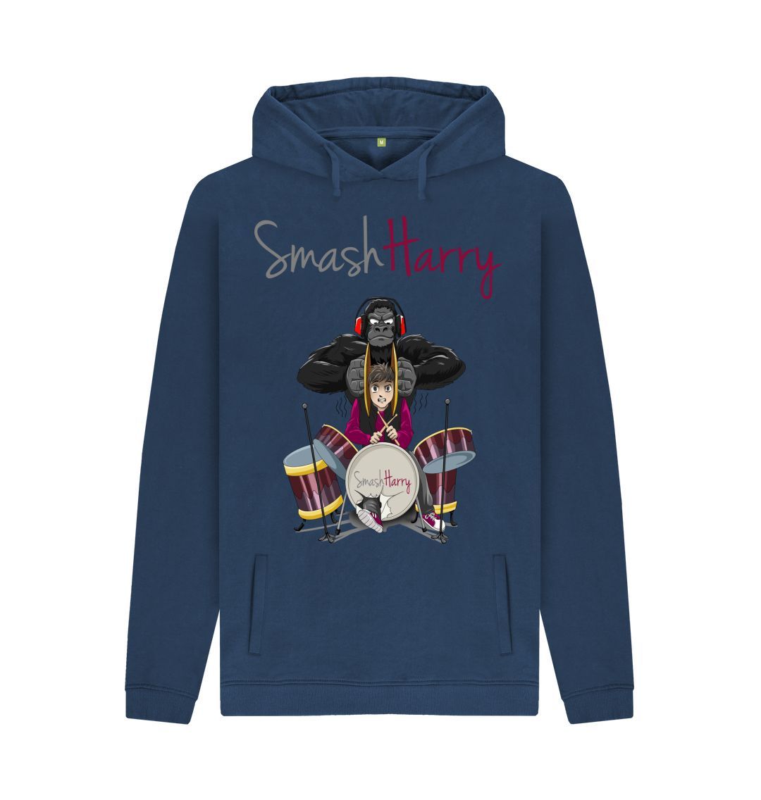 Navy SmashHarry Men's Organic Pullover Hoodie | Drums