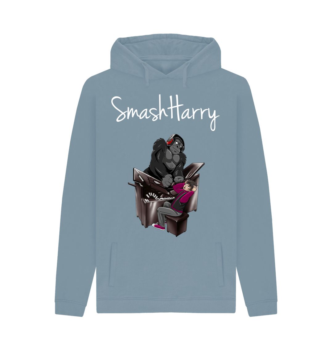 Stone Blue SmashHarry Men's Organic Pullover Hoodie \u2014 Piano