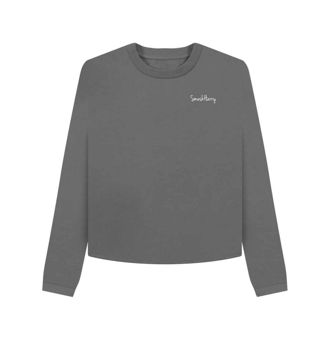 Slate Grey Printed Boxy Jumpers Front