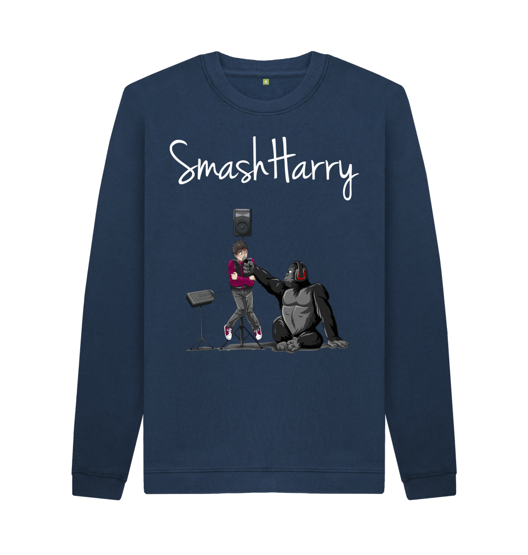 Navy Blue Printed Sweater Front